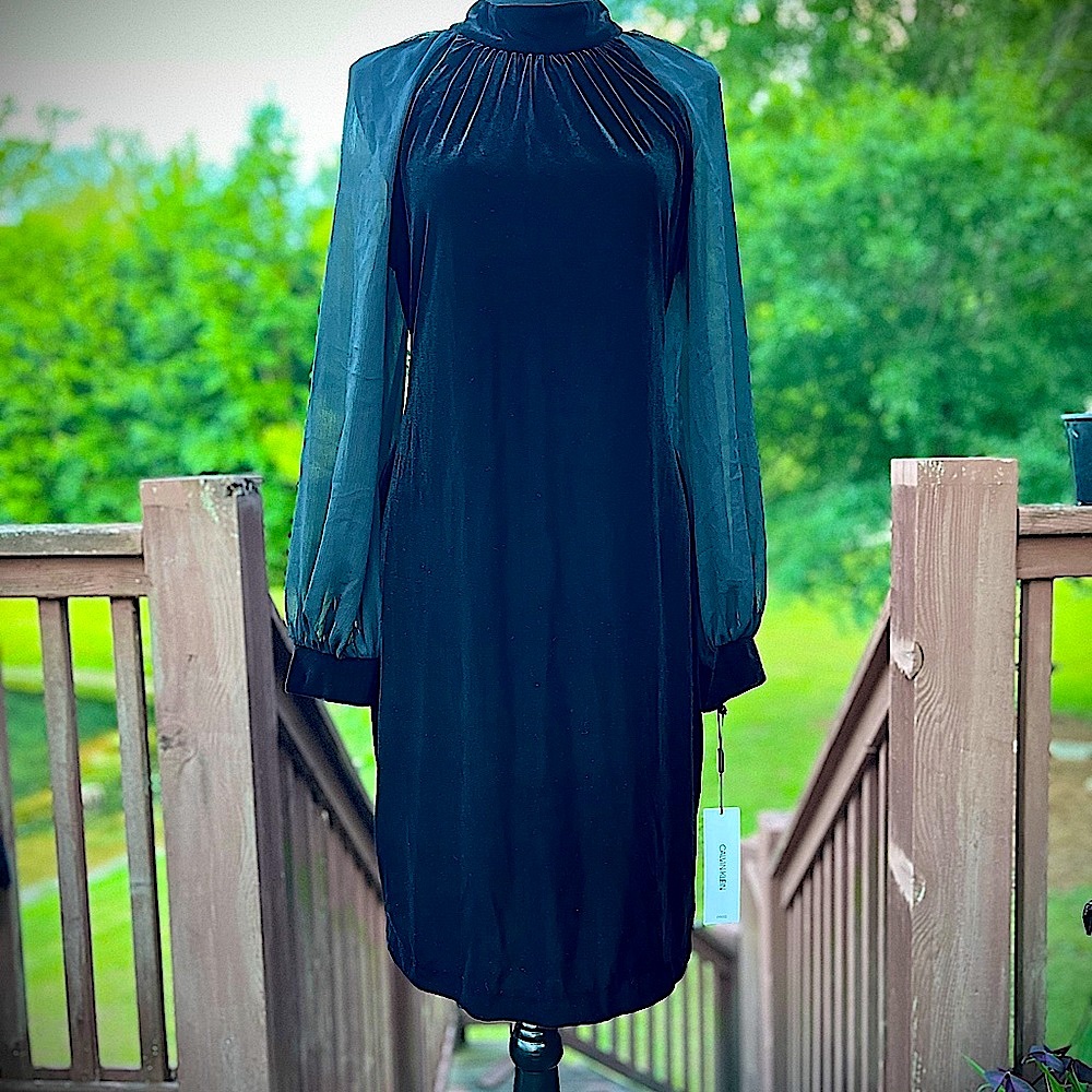 🆕 NWT Elegant Calvin Klein Black Velvet dress